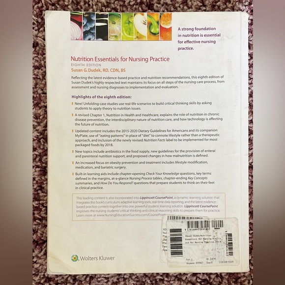 Nutrition Essentials For Nursing Practice Susan G Dudek - Picture 2 of 3